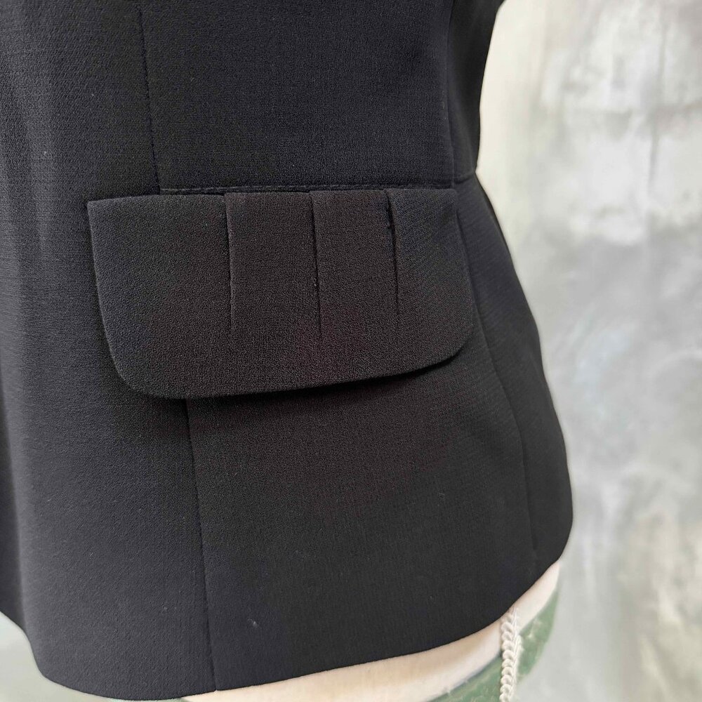 Tahari Arthur S. Levine Black Women's Blazer Ruffled Collar Size 4 - Picture 3 of 7